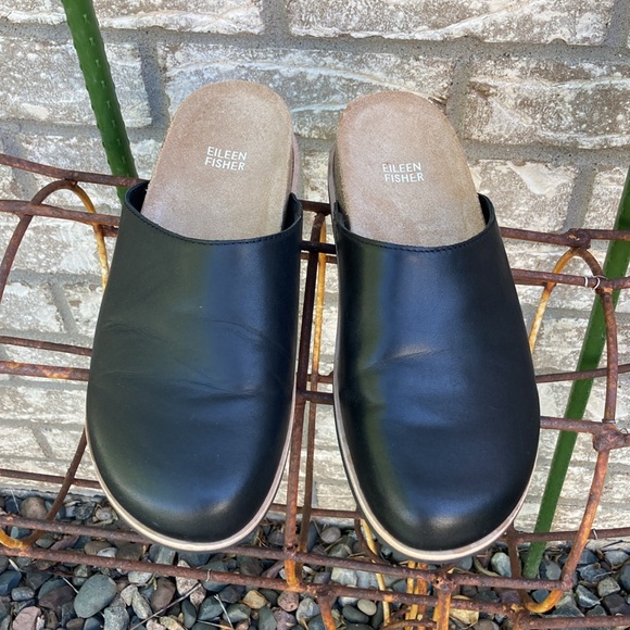 🐬 Eileen Fisher Bios Black Leather Mule 8.5 M - Picture 3 of 13